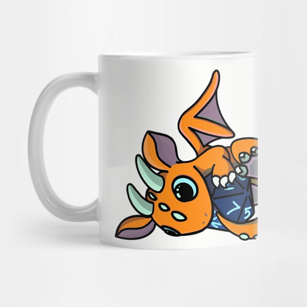 Cute Orange and Blue Dice Goblin Dragon Baby by Winging-It